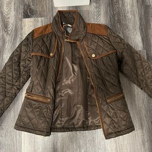 Vince Camuto Belted Olive Riding Jacket